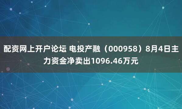 配资网上开户论坛 电投产融（000958）8月4日主力资金净卖出1096.46万元